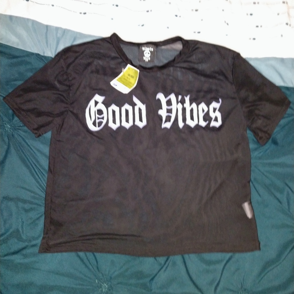 "Good Vibes" Mesh Crop Top